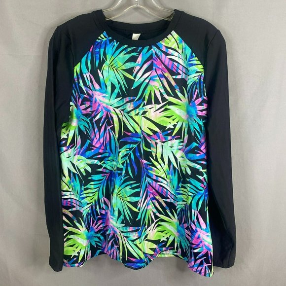 Sonnet Shores Other - Sonnet Shores Rash Guard Womens L Black Blue Swim Top UPF Long Sleeve Shirt